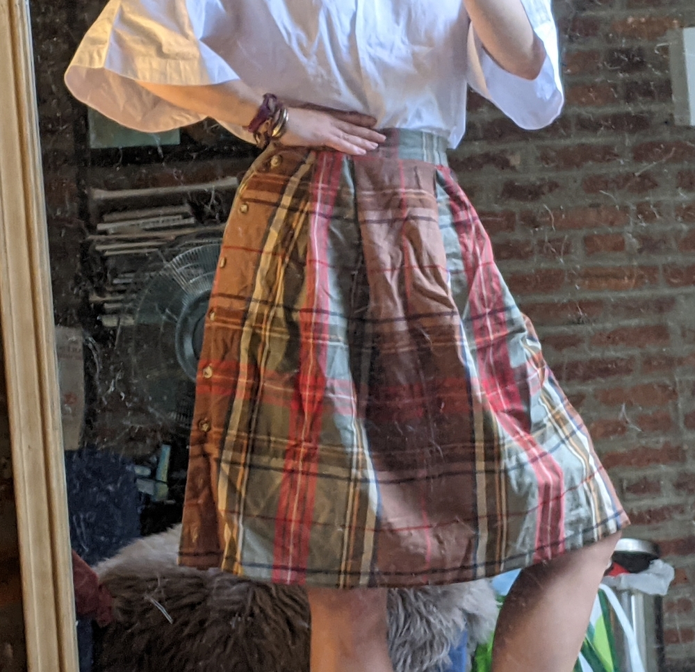 Vintage Petite Plaid Pleated Skirt w Pocket - Picture 3 of 11